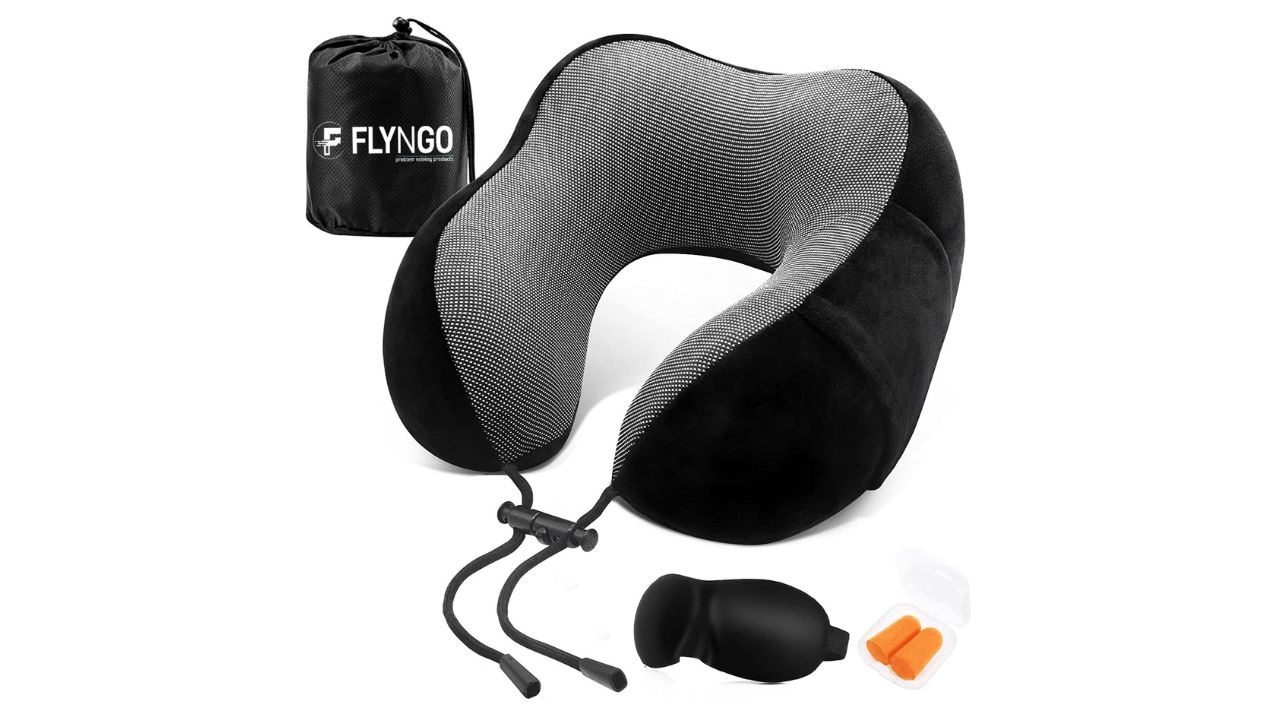 FLYNGO Memory Foam Neck Pillow Travel Combo