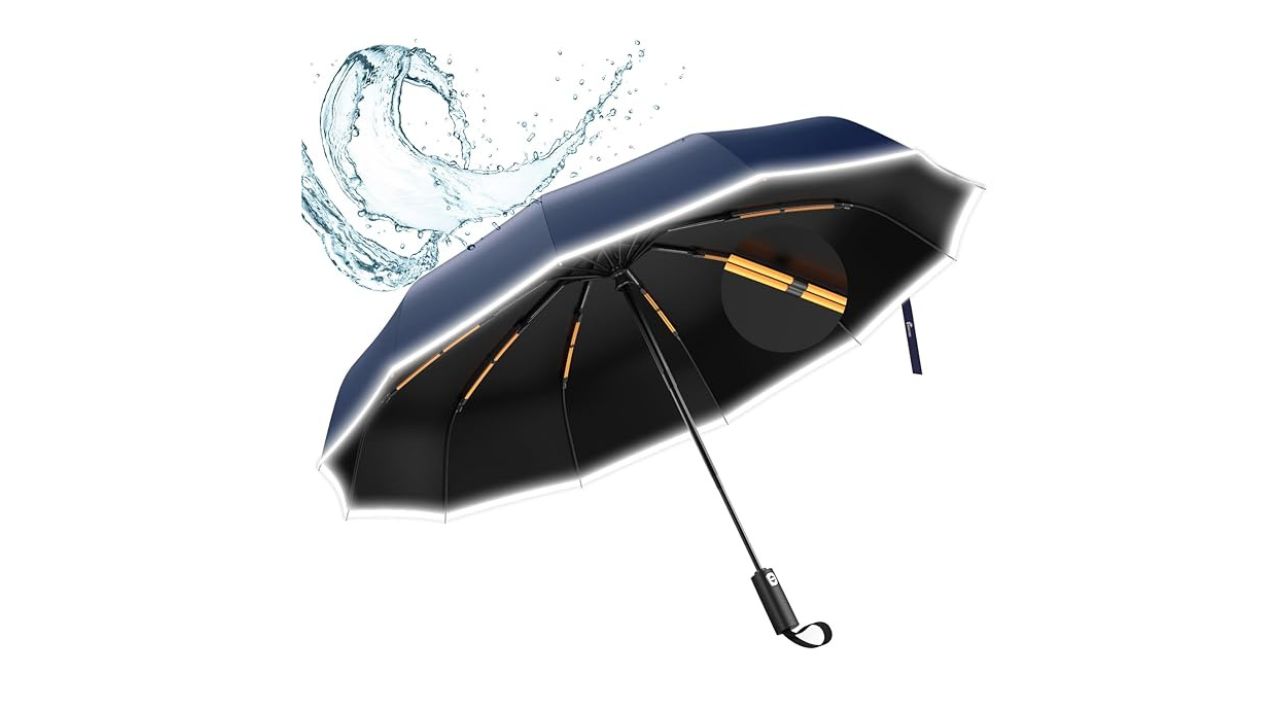 ANYCHO Big Umbrella with Reflective Stripe