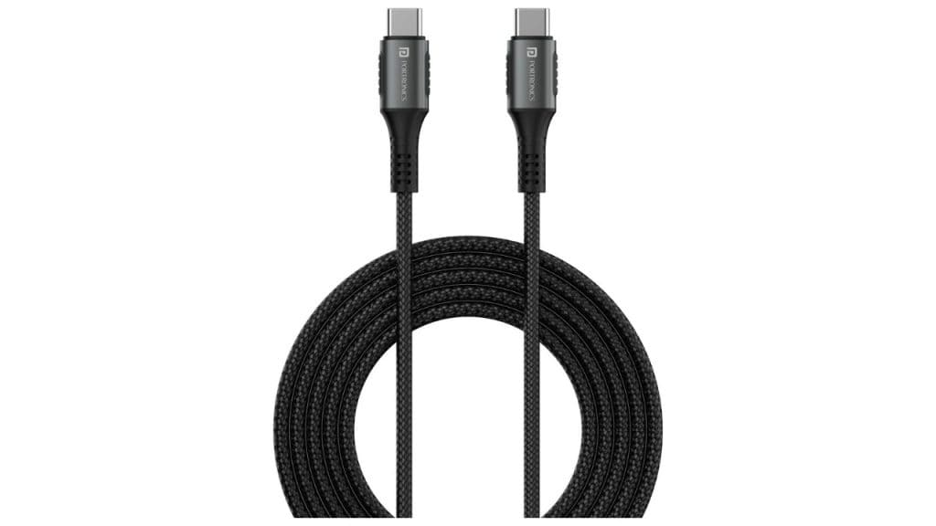 Portronics Type-C 2M Konnect 240C - Futuristic Unbreakable Nylon Braided Fast Charging Cable (240W)