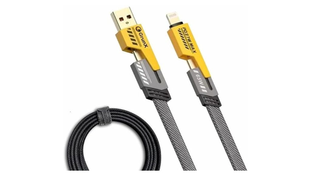 Punnkk Type-C 1M - 4 Convertible Metal Fast Data Cable Braided (65W USB, Several Charging)