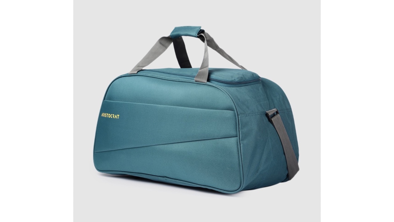 Aristocrat Teal Blue Solid Large Duffel Bag