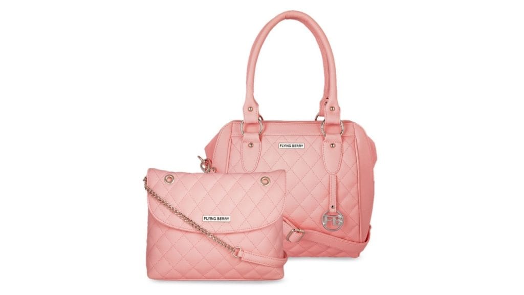 FLYING BERRY Set Of 2 Pink Textured Handbags