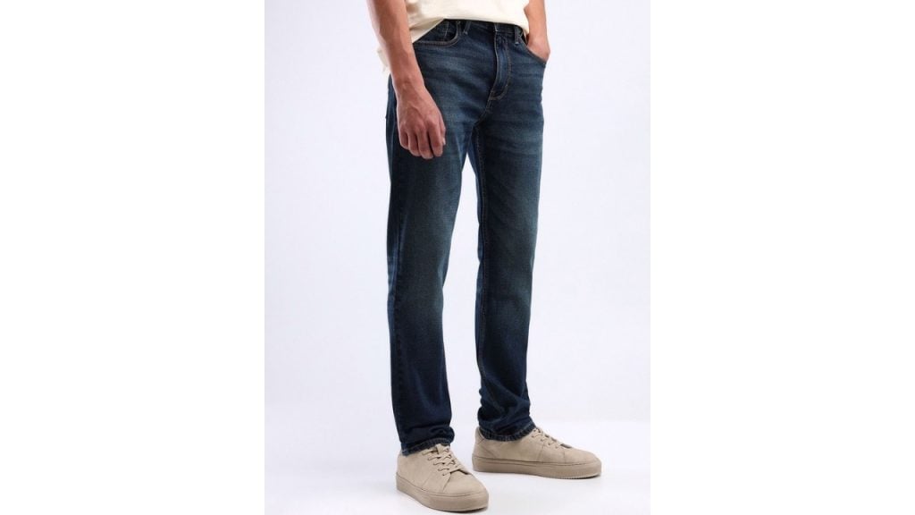 Flying Machine Men Straight Fit Mid-Rise Cotton Light Fade Stretchable Jeans