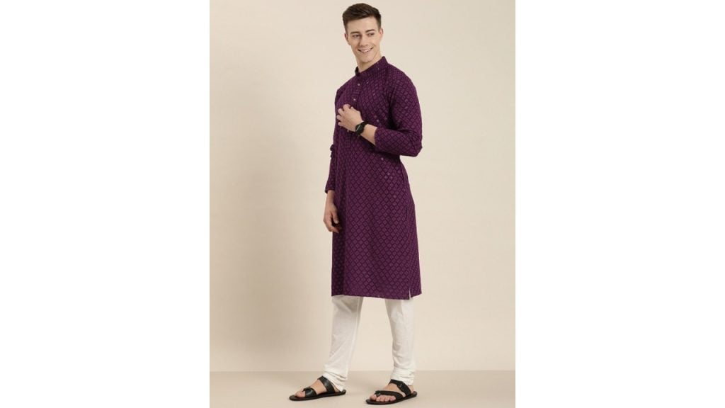 HERE&NOW Men Ethnic Motifs Embroidered Chikankari Kurta