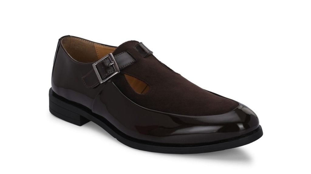 House of Pataudi Men Round Toe Formal Monk Shoes
