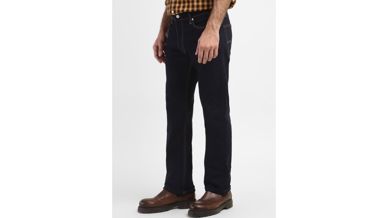 Levis Men Straight Fit Clean Look Dark Shade Jeans