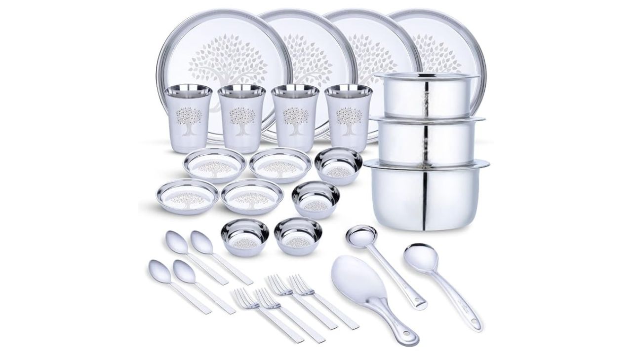 LiMETRO STEEL Stainless Steel Printed Dinner Set