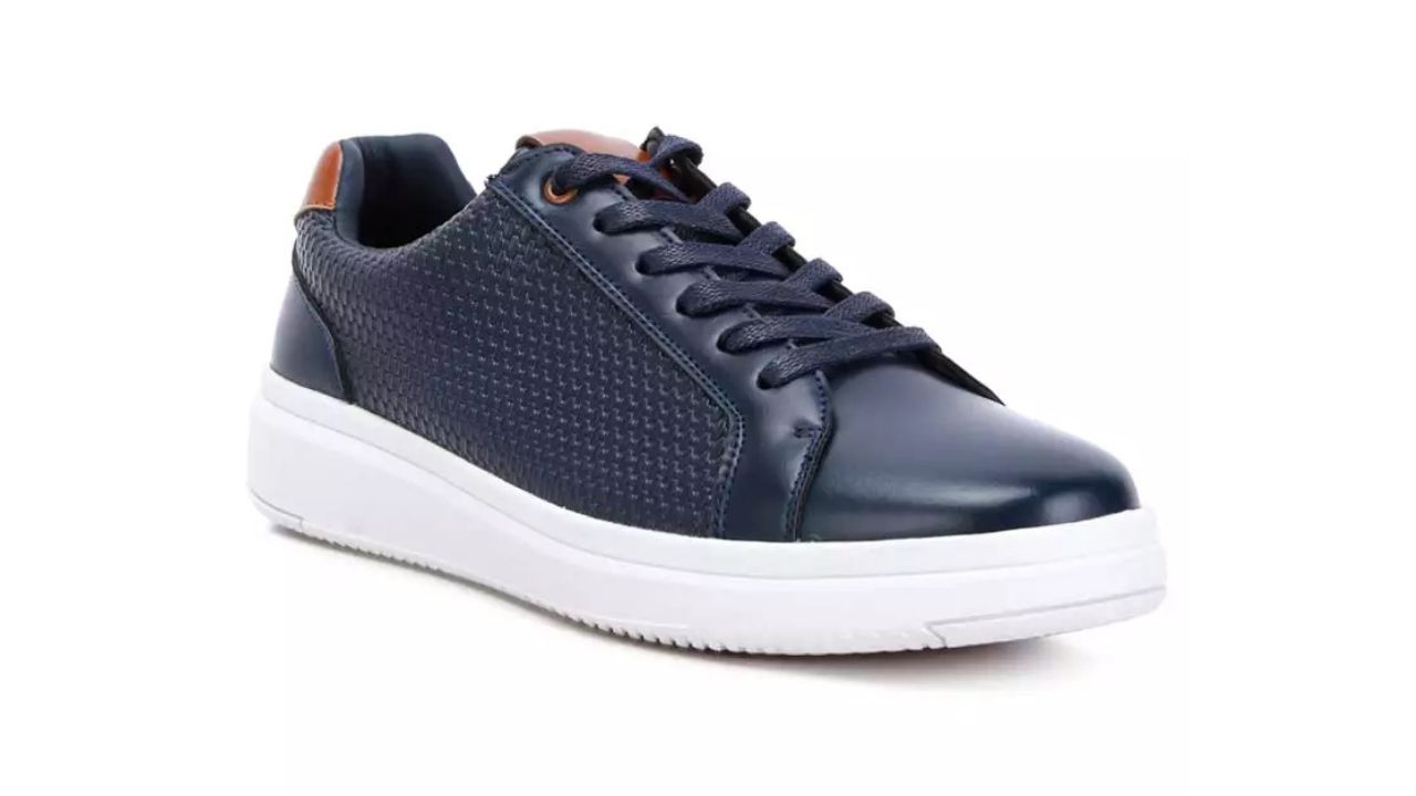 London Rag Men's Faux Leather Lace-up Sneakers in Navy