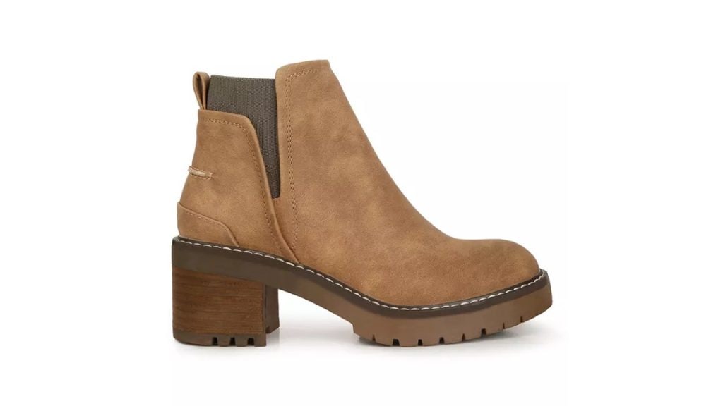 London Rag Brown Faux Leather Chunky Heel Ankle Boots