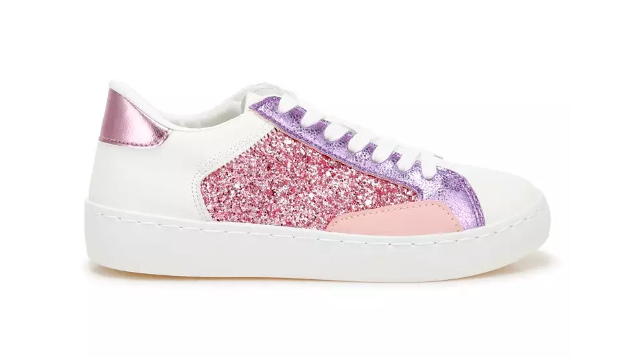 London Rag Glitter Faux Leather Sneakers in Pink