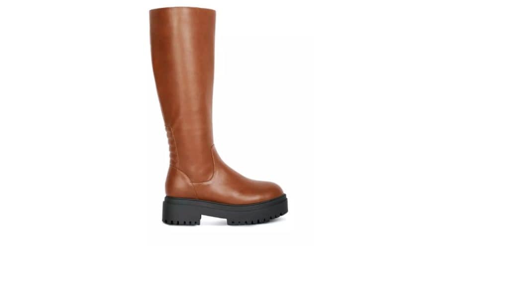 London Rag Tan Round Toe Knee High Platform Boot