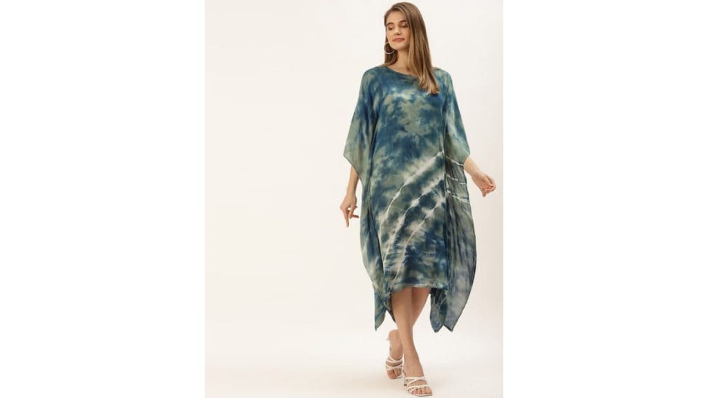Maaesa Women Tie and Dye Dyed Kaftan Midi Dress