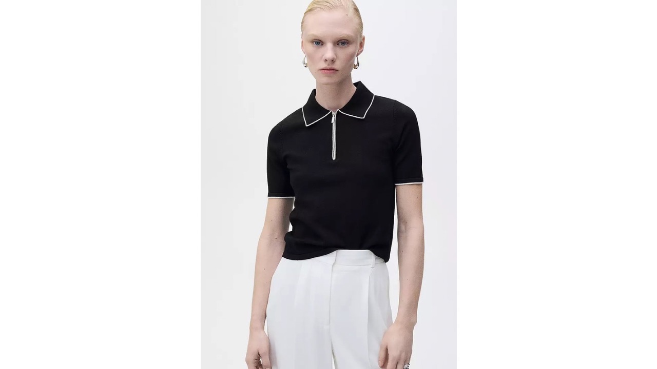 Mango Polo-Neck Sweater With Contrasting Trims