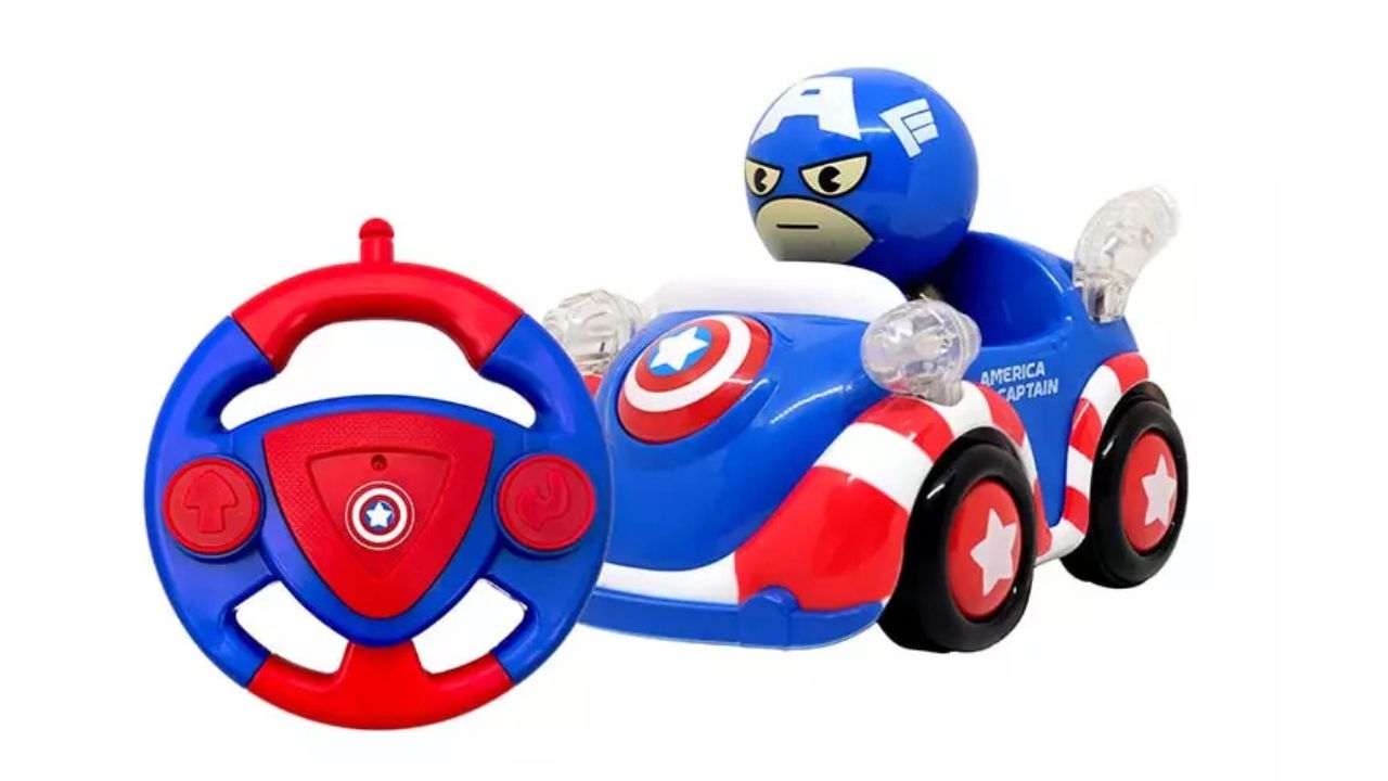 Marvel Avengers Captain America Remote Control Car Toy with Lights and Sounds