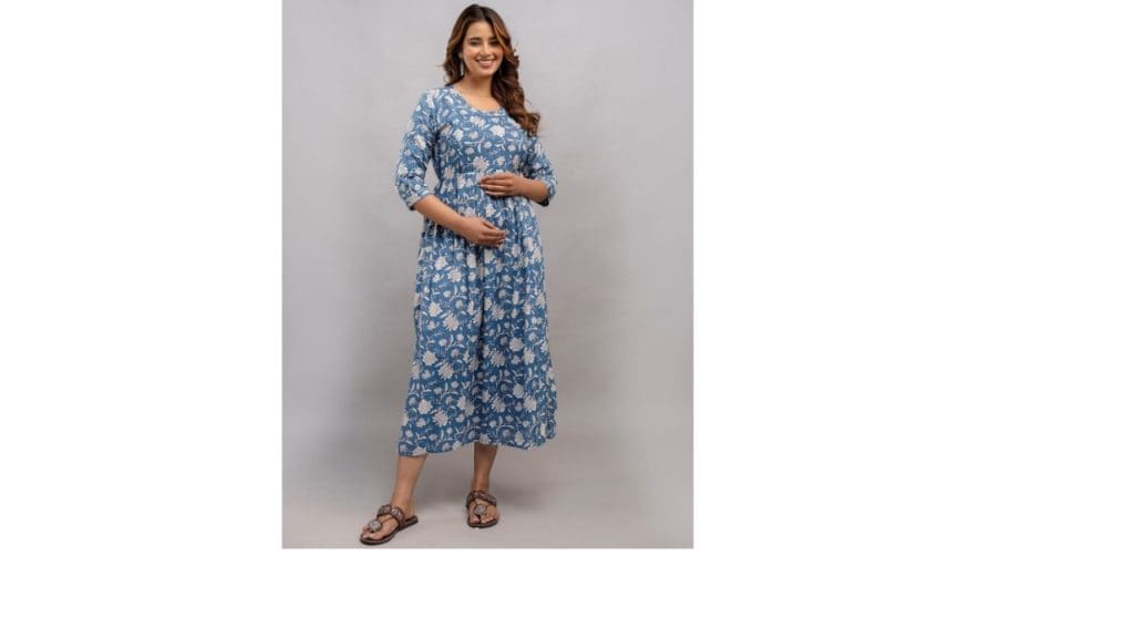 Mialo fashion Cotton Printed Fit & Flared Maternity Ethnic Dresses
