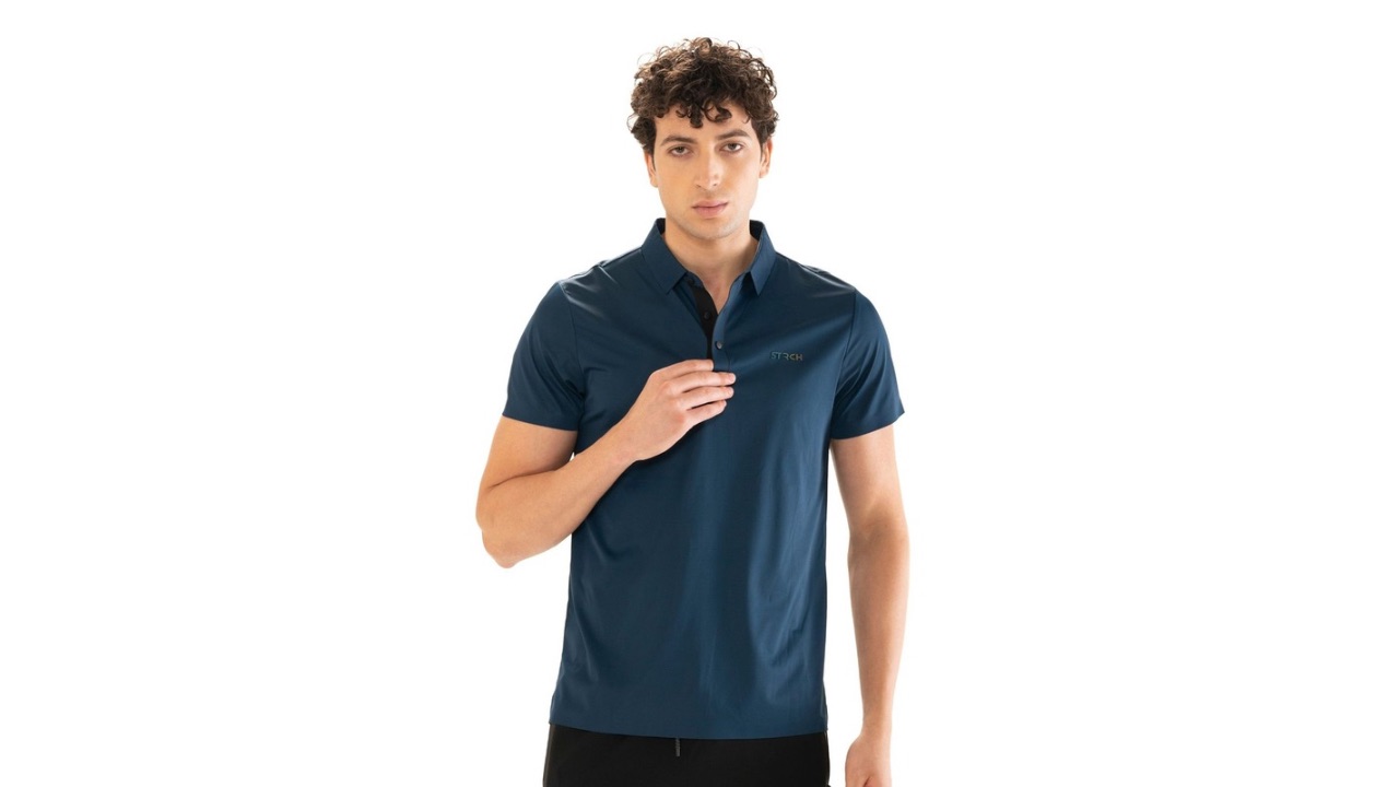 STRCH Men Anti Odour Solid Polo Collar T-shirt