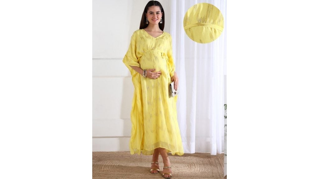 Shades of Sabi Ethnic Motifs Printed Georgette Maternity Kaftan Maxi Dress
