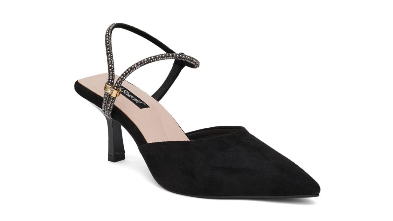 Sherrif Shoes Embellished Pointed Toe Slim Heel Mules