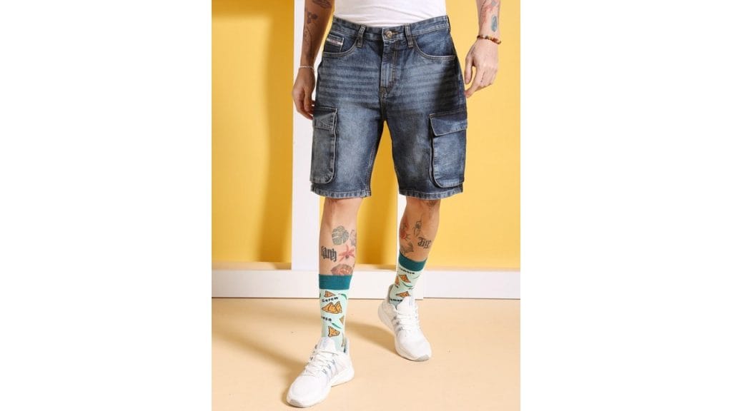 The Indian Garage Co Men Mid Rise Cotton Cargos Shorts
