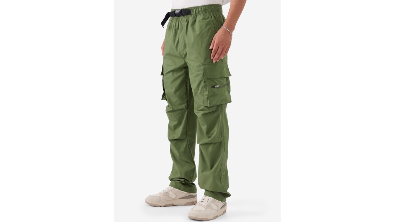 The Souled Store Men Loose Fit Mid-Rise Cotton Poplin Cargos Trousers