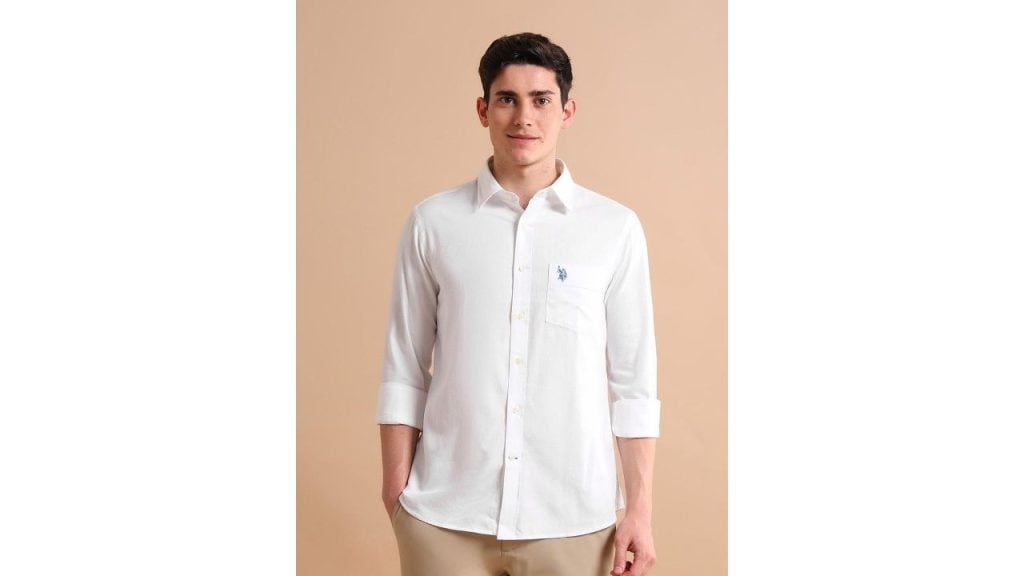 U.S. Polo Assn. Men White Cotton Classic Everyday Shirt