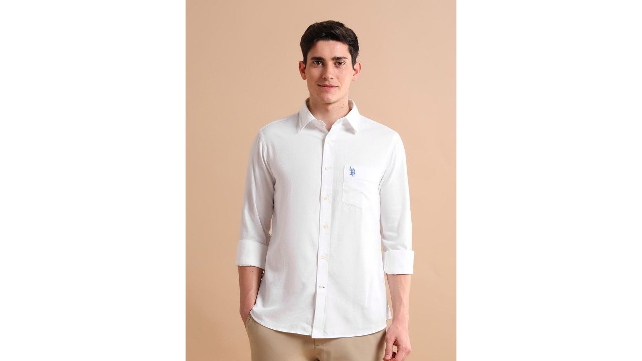 U.S. Polo Assn. Men White Cotton Classic Everyday Shirt