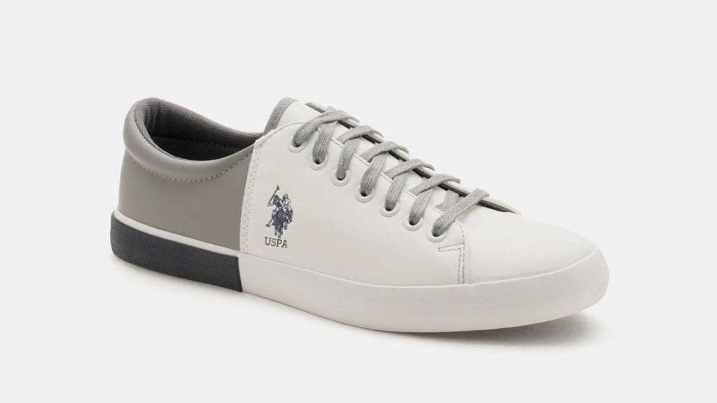 U.S. Polo Assn. Men White & Grey Colourblocked Sneakers