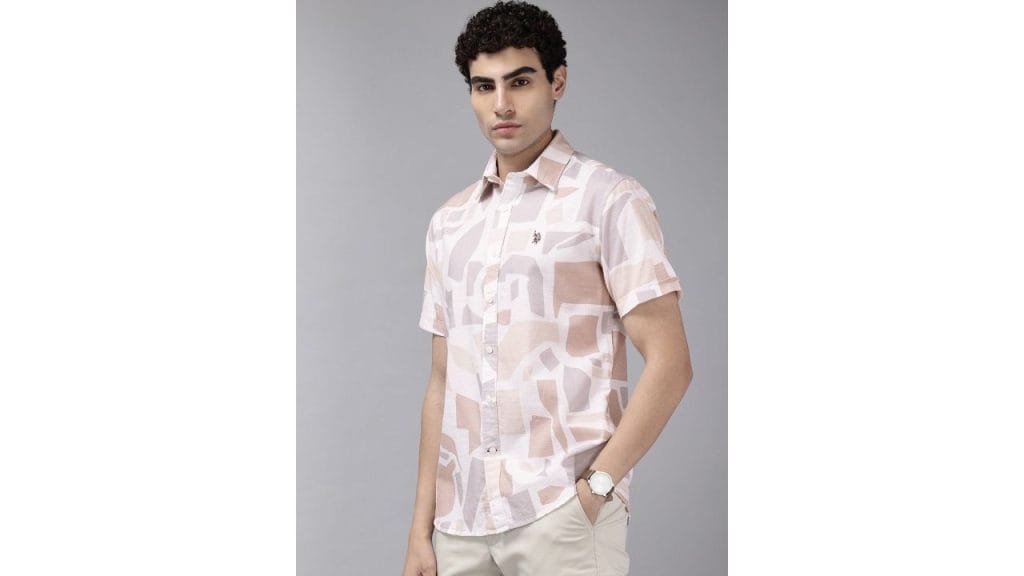 US Polo Assn. Pure Cotton Tailored Fit Abstract Printed Casual Shirt