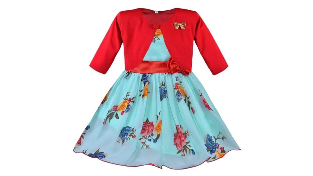Wish Karo Sea Green Floral Georgette Dress