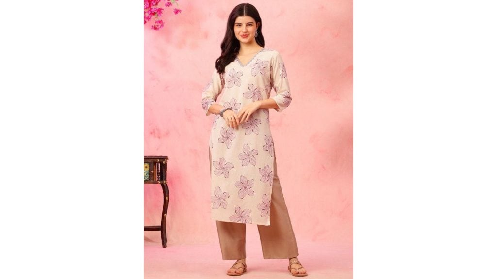 Anouk Rustic Floral Printed Cotton Straight Kurta