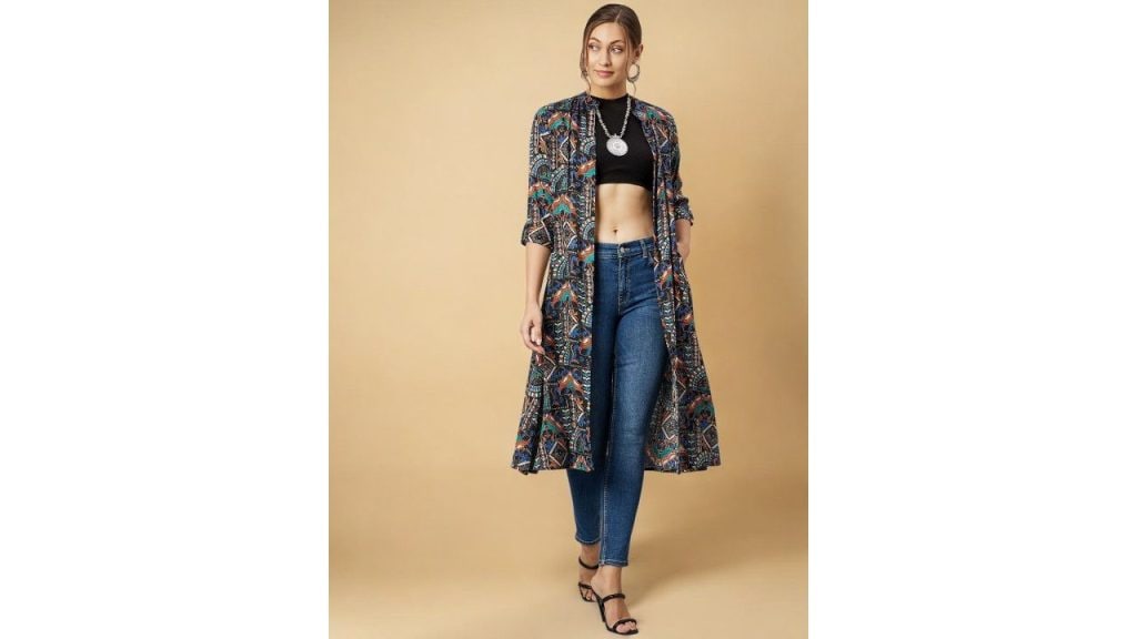 Azira Ethnic Motif Printed Longline Shrug