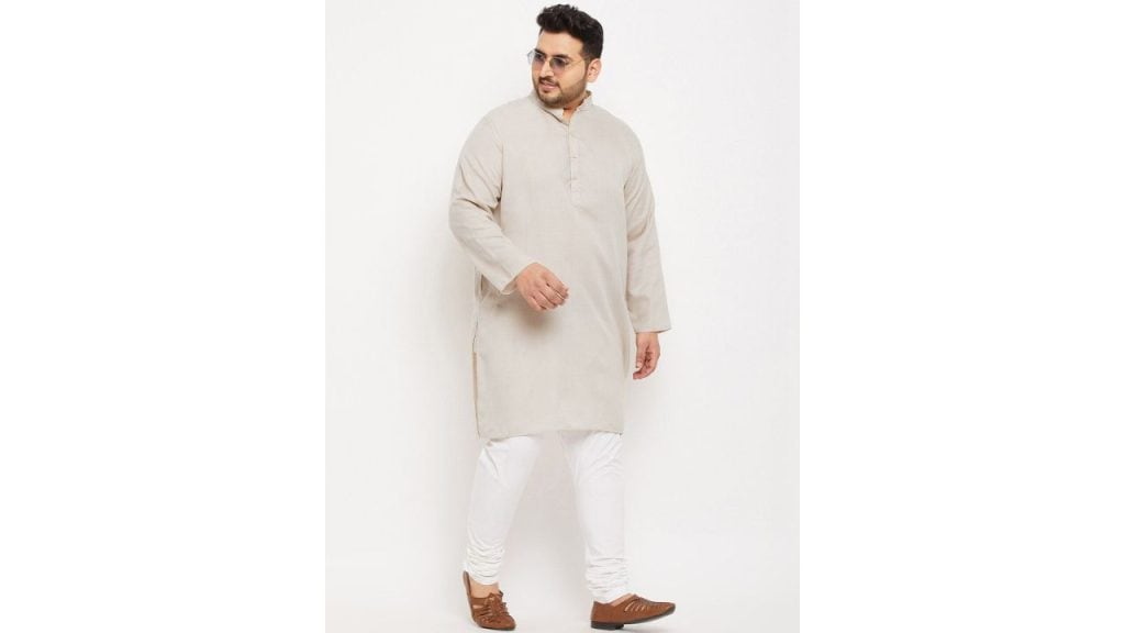bigbanana Plus Size Mandarin Collar Long Sleeve Kurta