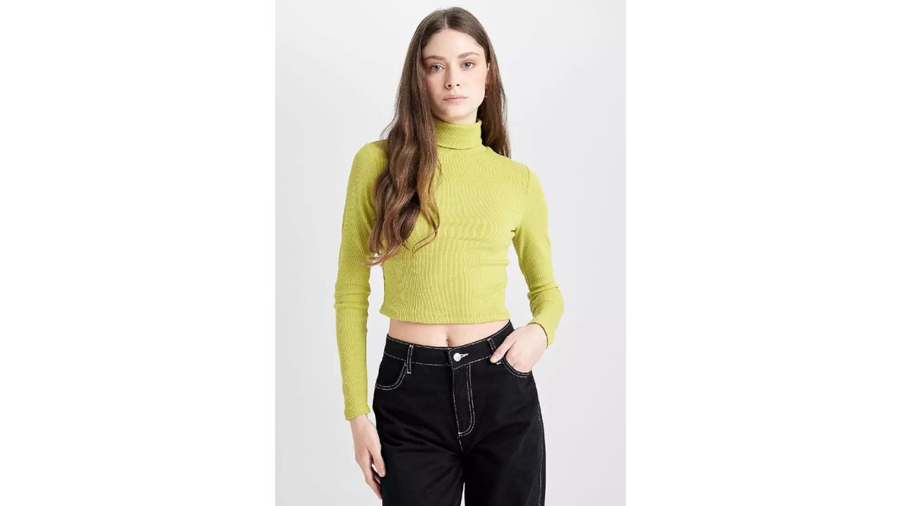 DeFacto Crop Turtleneck Top