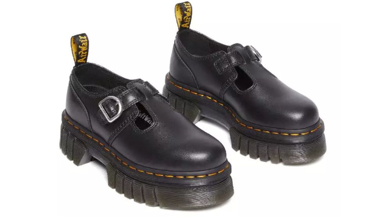 Dr. Martens AUDRICK NAPPA LUX PLATFORM MARY JANE SHOES BLACK - WOMEN