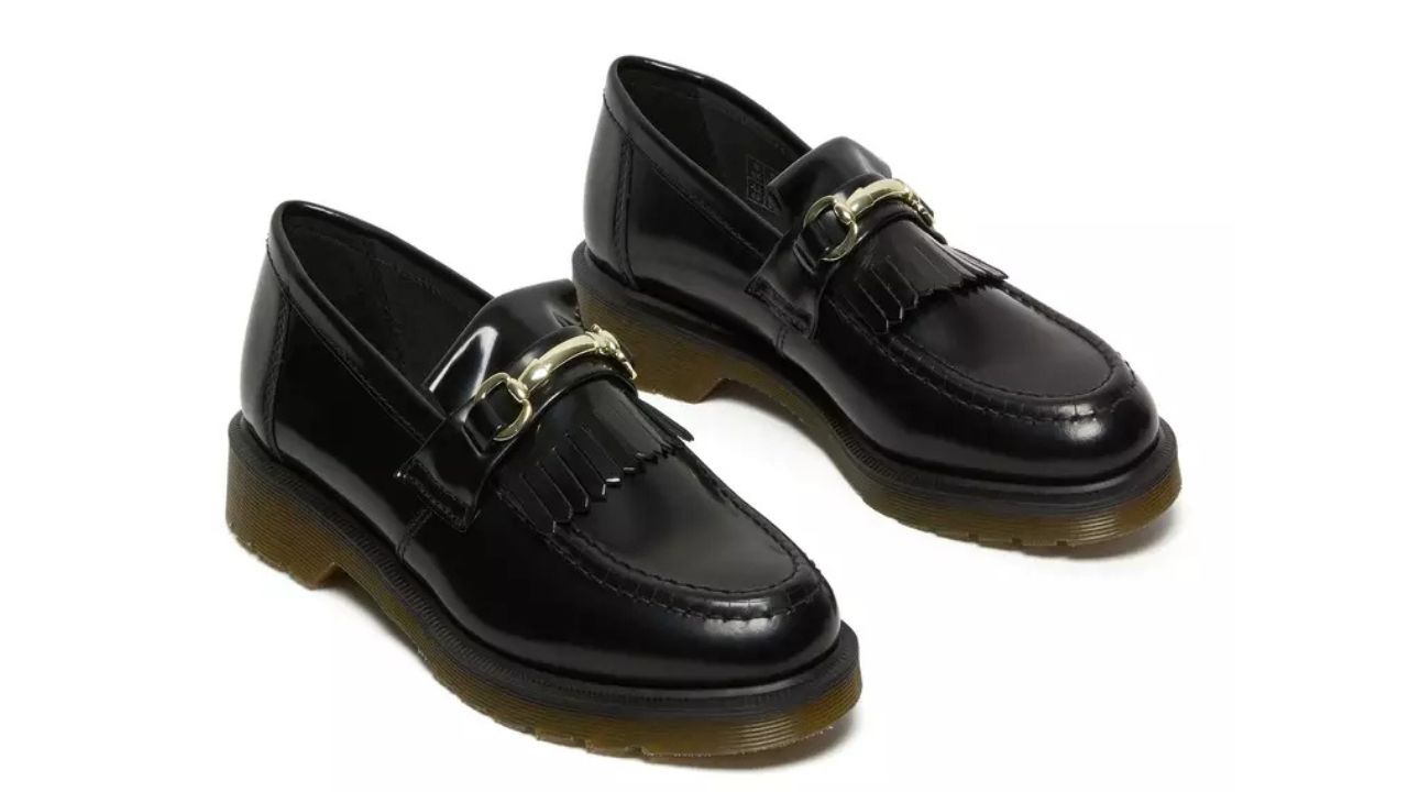 Dr. Martens ADRIAN SNAFFLE SMOOTH LEATHER KILTIE LOAFERS BLACK - WOMEN