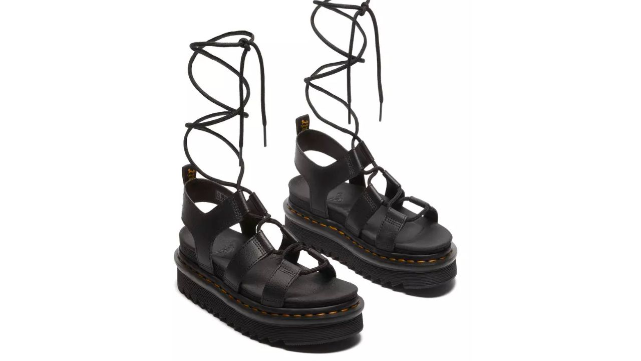Dr. Martens Nartilla Athena Leather Gladiator Black Sandals Women