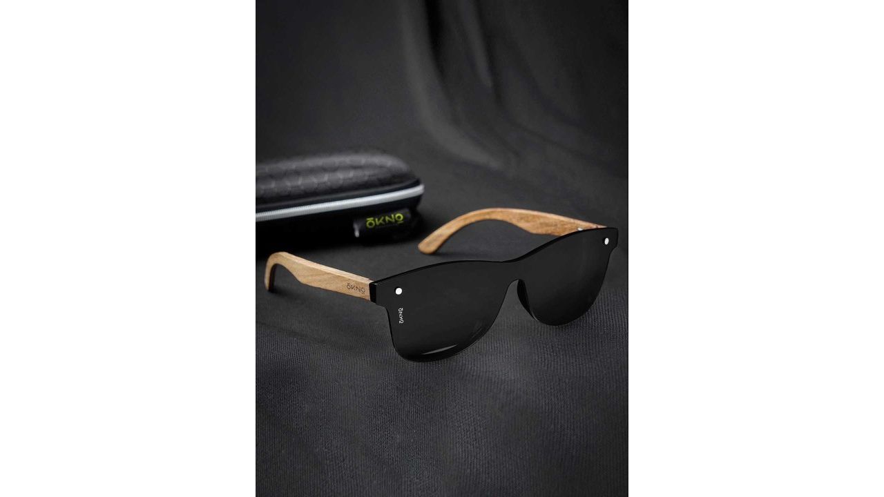 Eyewearlabs Polarised and UV Protected Lens Unisex Wood Black Medium Square Sunglasses