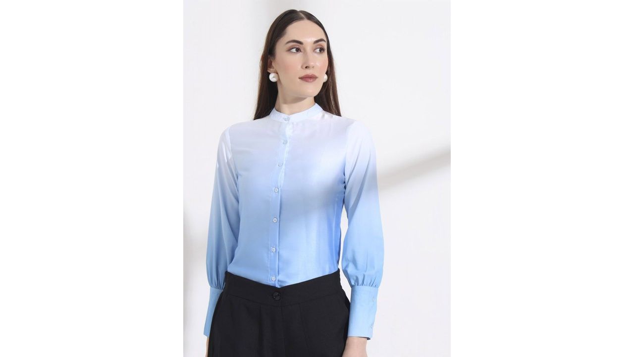 FITHUB Women Slim Fit Opaque Colourblocked Formal Shirt