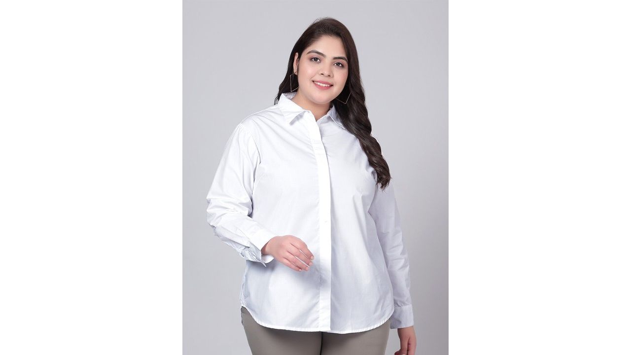 Indietoga Plus Size Classic Slim Fit Cotton Formal Shirt