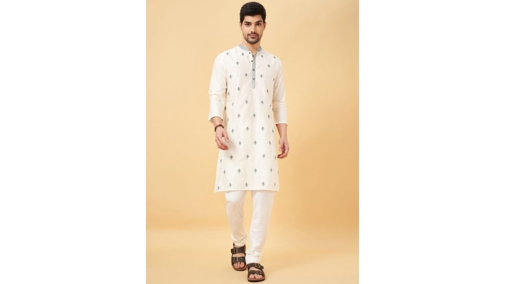 indus route by Pantaloons Ethnic Motifs Embroidered Thread Work Straight Kurta