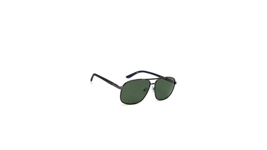 John Jacobs Unisex Grey Lens & Gunmetal-Toned Rectangle Sunglasses with Polarised and UV Protected Lens