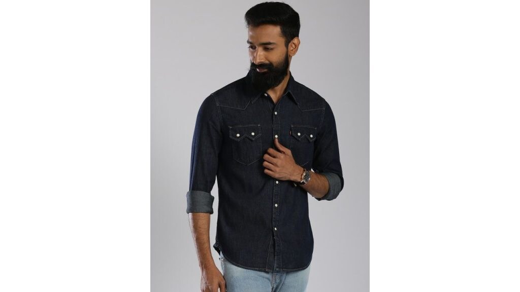 Levi's Navy Slim Fit Denim Casual Shirt