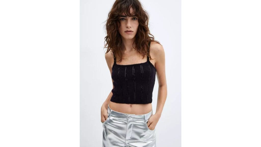 Mango Sequins Knit Top
