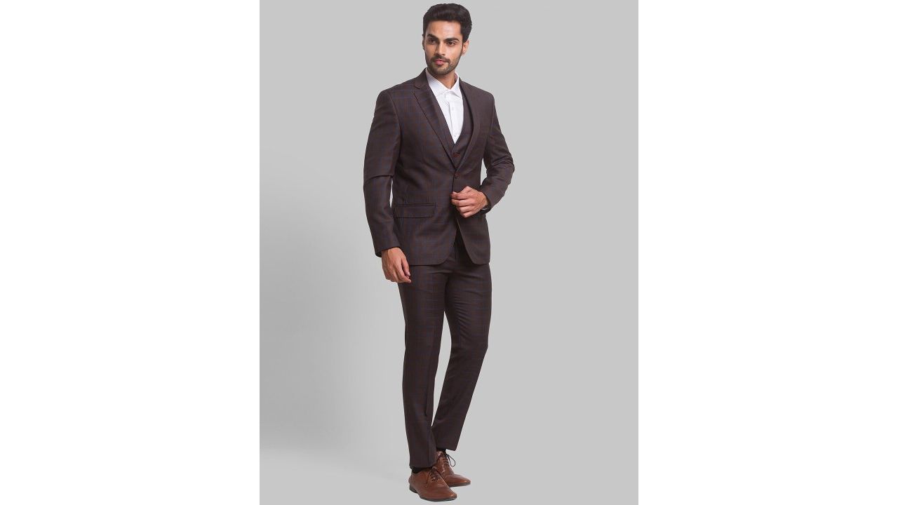 Park Avenue Checked Super Slim Fit 3-Piece Suits