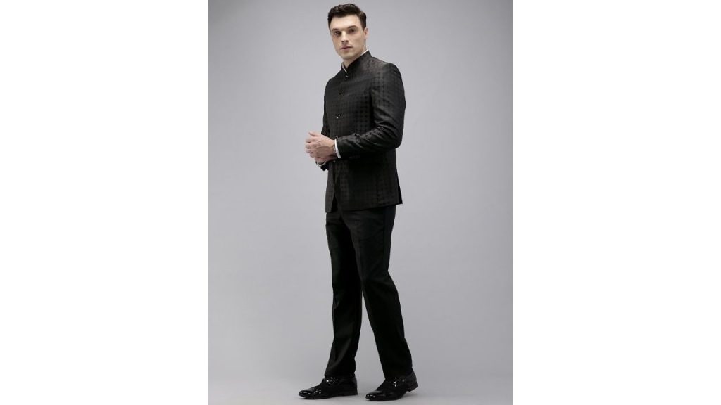 Park Avenue Self Design Mandarin Collar 2 Piece Party Suit