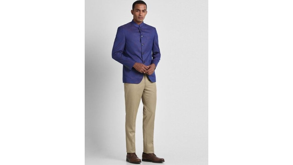 Peter England Elite Mandarin Collar Bandhgala