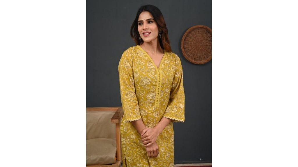 Rimeline Floral Printed Pure Cotton Straight Kurta
