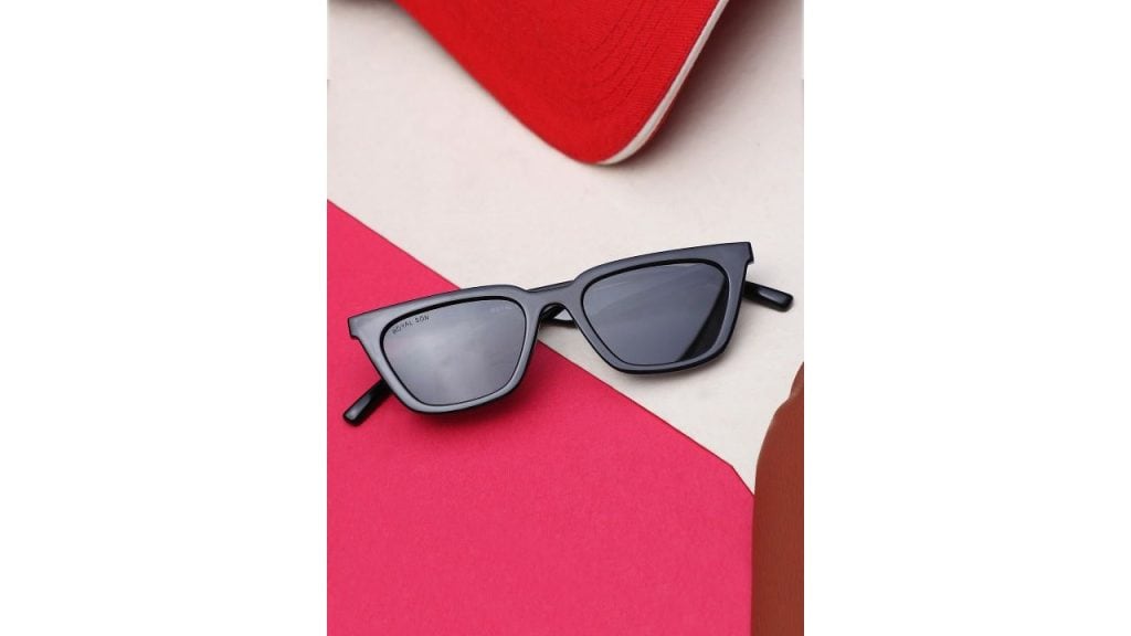 ROYAL SON Unisex Black Lens & Black Square Sunglasses with Polarised & UV Protected Lens