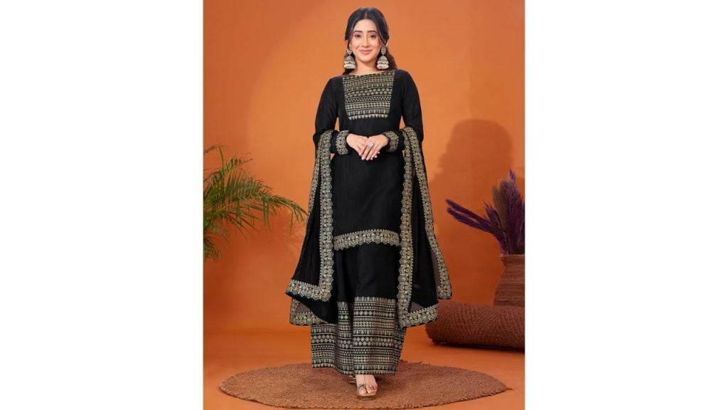 Samah Women Viscose Rayon Kurta Sharara Dupatta Set