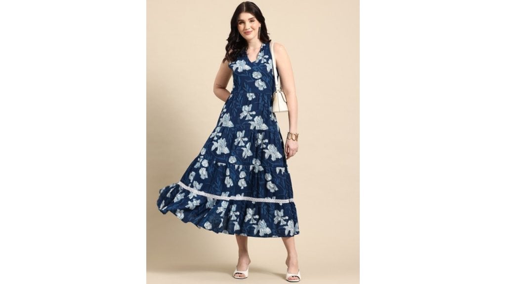 A&K Printed A-Line Midi Ethnic Dress